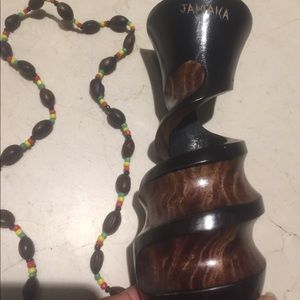 Hand made candle holder with beaded necklace